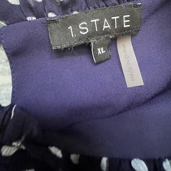 1. State Navy and White Polka Dot Blouse NWOT XL - Picture 7 of 8